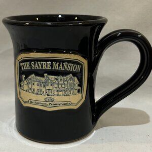 Deneen Pottery Hand Crafted Black Coffee Mug for Sayre Mansion Bethlehem PA